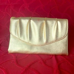 Vintage gold faux leather clutch evening bag